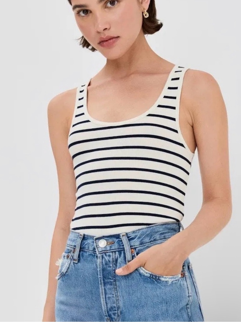 La Ligne Sailor Stripes Black and White Tank Top Size Small